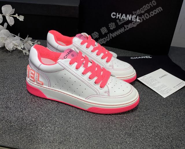 Chanel女鞋 香奈兒2020SS早春新款 糖果色休閒小白鞋 網紅明星同款  naq1259